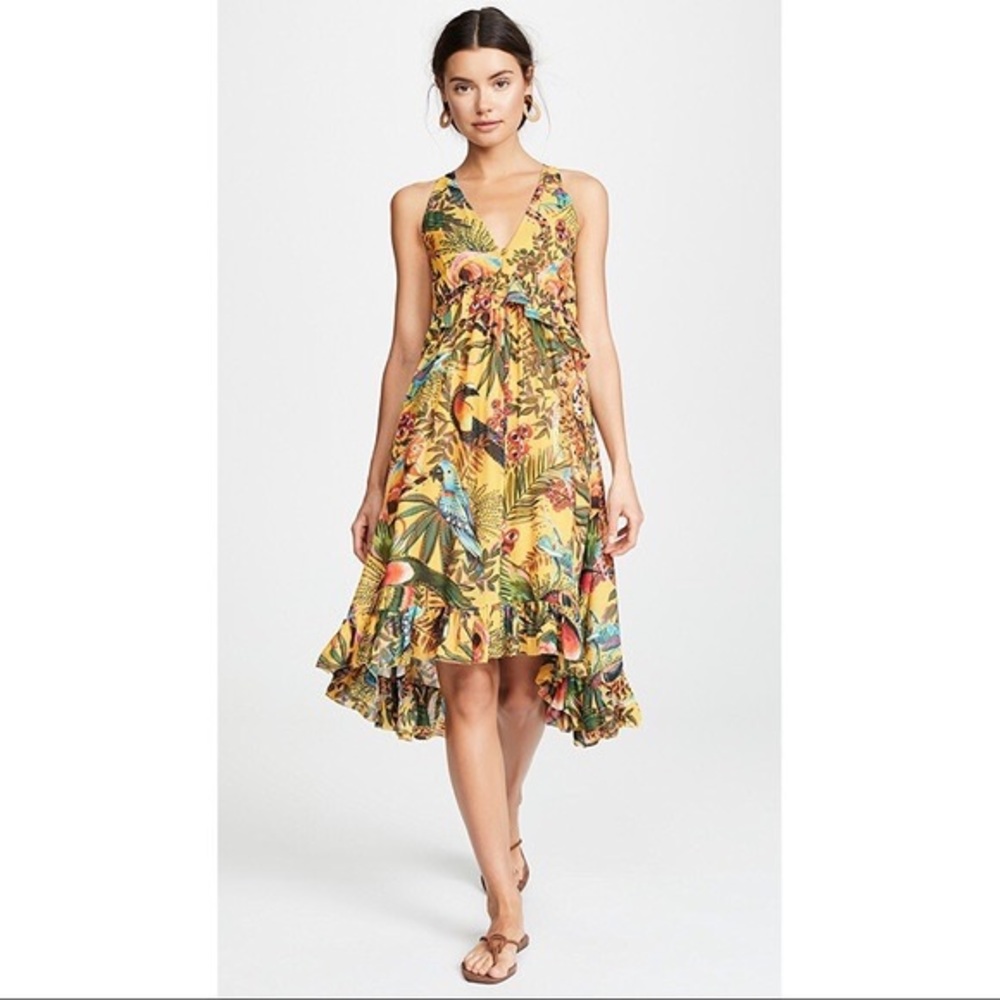 NWT Farm Rio Into the Wild Frill Midi Dress Size S